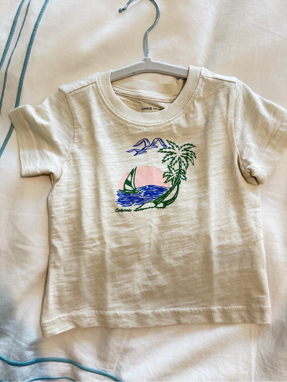 NWOT Janie and Jack Cream Graphic Beach Tee for Kids